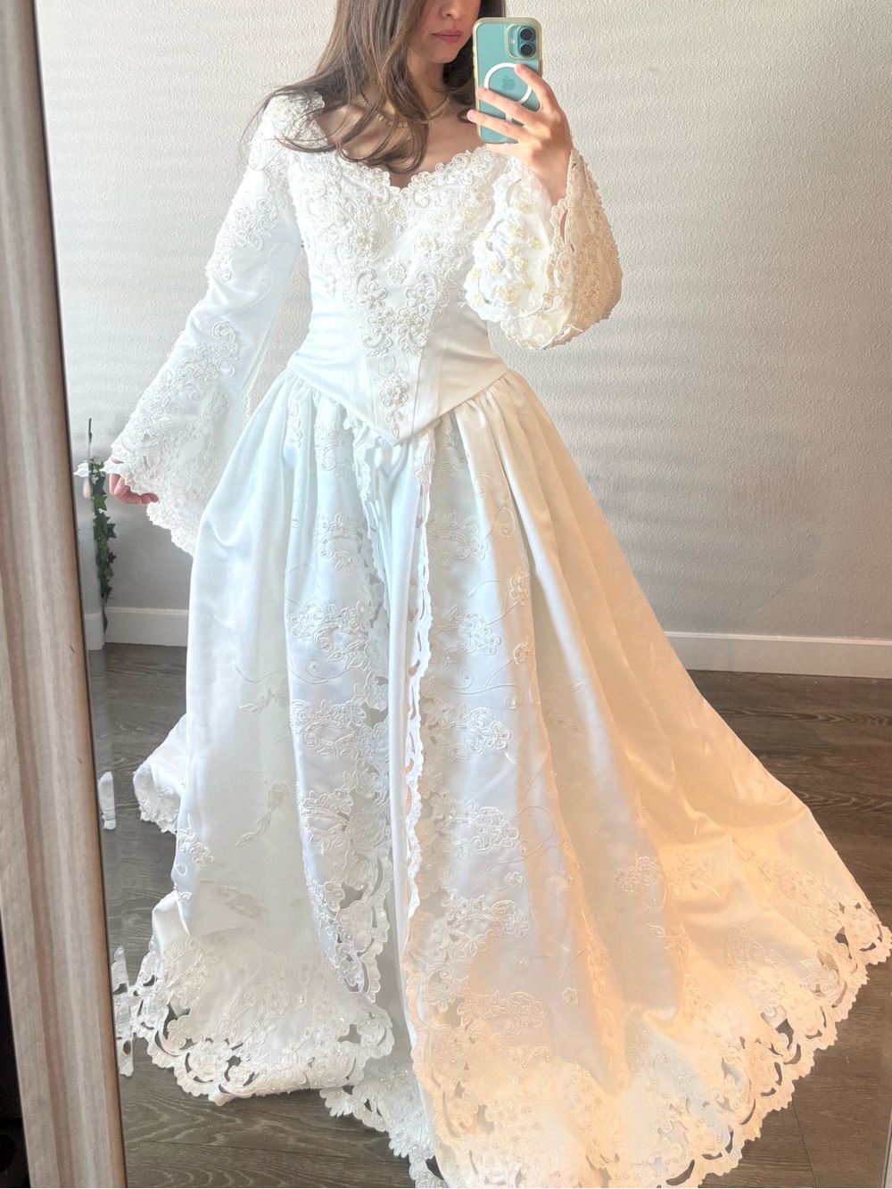 Vintage Basque Waist Wedding Dress with Corset Back